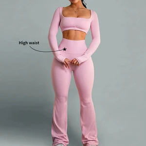 Best Selling Seamless Workout Set Women Scrunch Butt Cross Back High Stretch Yoga Set for Autumn Casual Yoga Lounge Wear