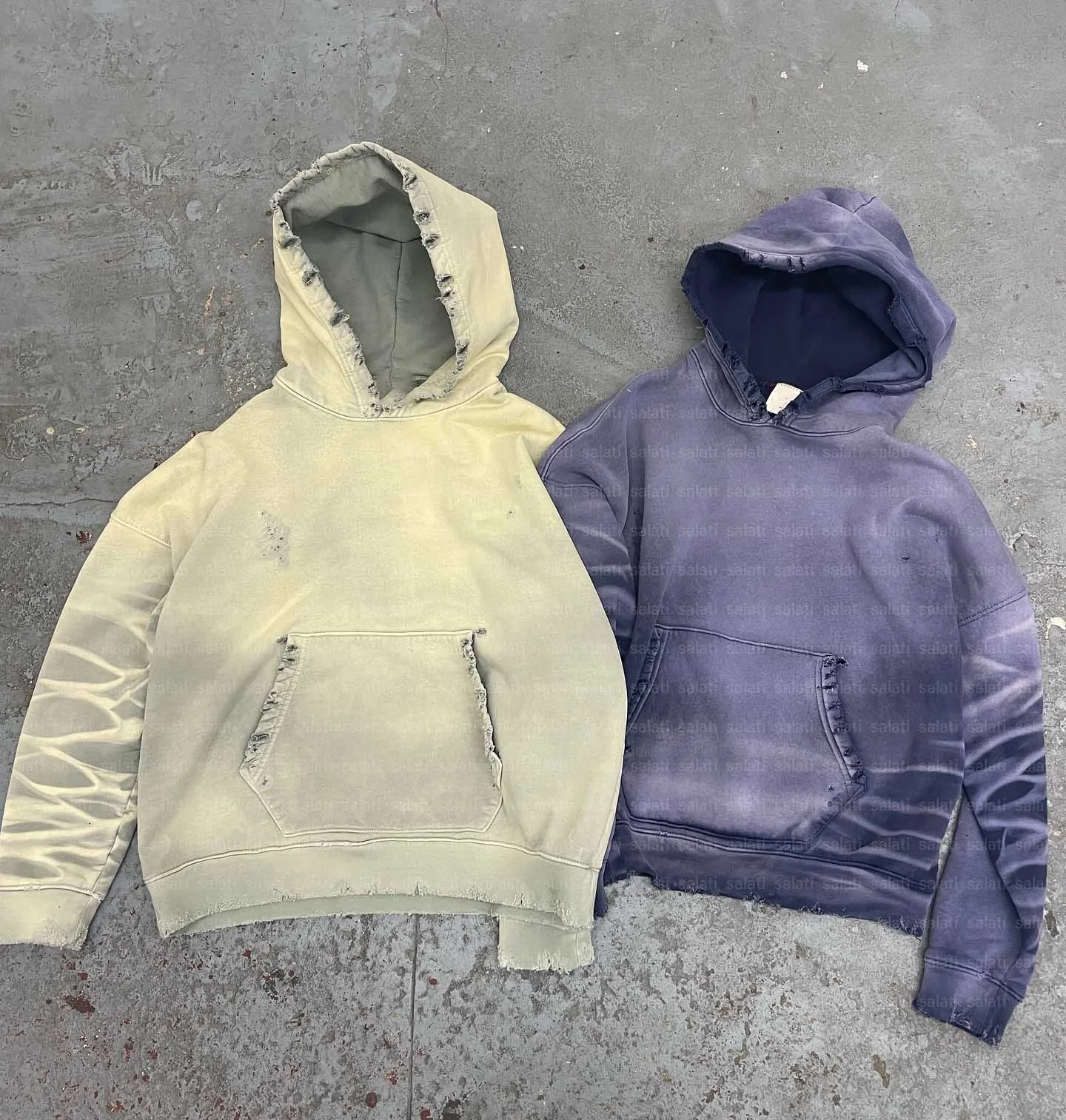 Custom Acid Wash Sweatshirts Cotton Zip up Blank Drop Shoulder Oversized Unisex Vintage Stone Washed Distressed Hoodies for Men