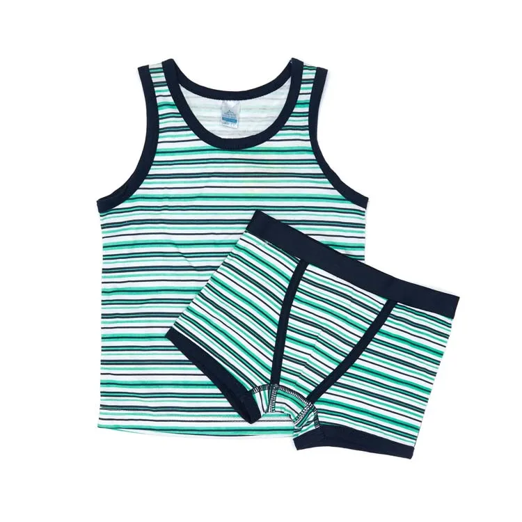 Лидер продаж летнее милое хлопковое нижнее белье для маленьких мальчиков детское дышащее в полоску с мультяшным рисунком комплект оптовая продажа