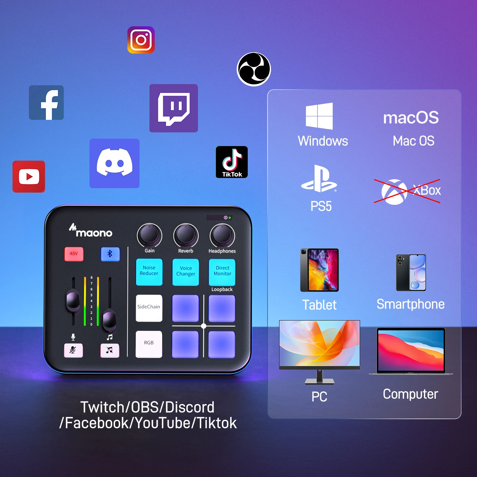 Maono G1 NEO & PD100XS - Ideal Microphone Audio Mixer for Gaming