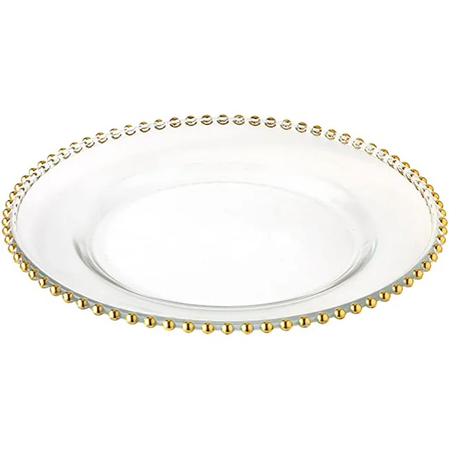Christmas Festive Charger Plate Gold Or Silver Color Bead Party