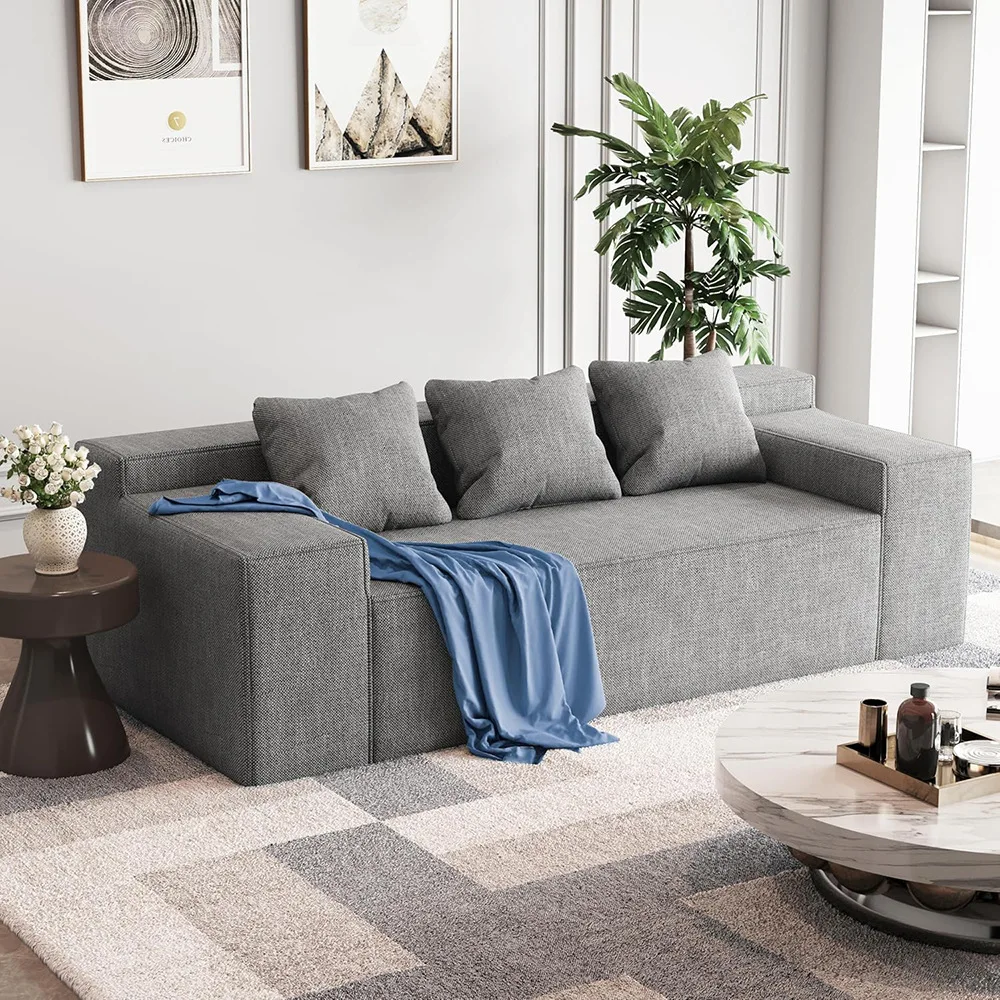 Urban 3-Person Living Room Sofa Set Amazon's Large Pure Sponge Fabric with 3 Compressible Pillows for Small Spaces