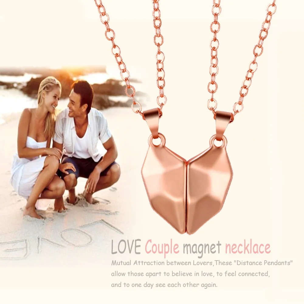 Fashion Magnetic Two Souls One Heart Pendant Necklace Creative Wishing