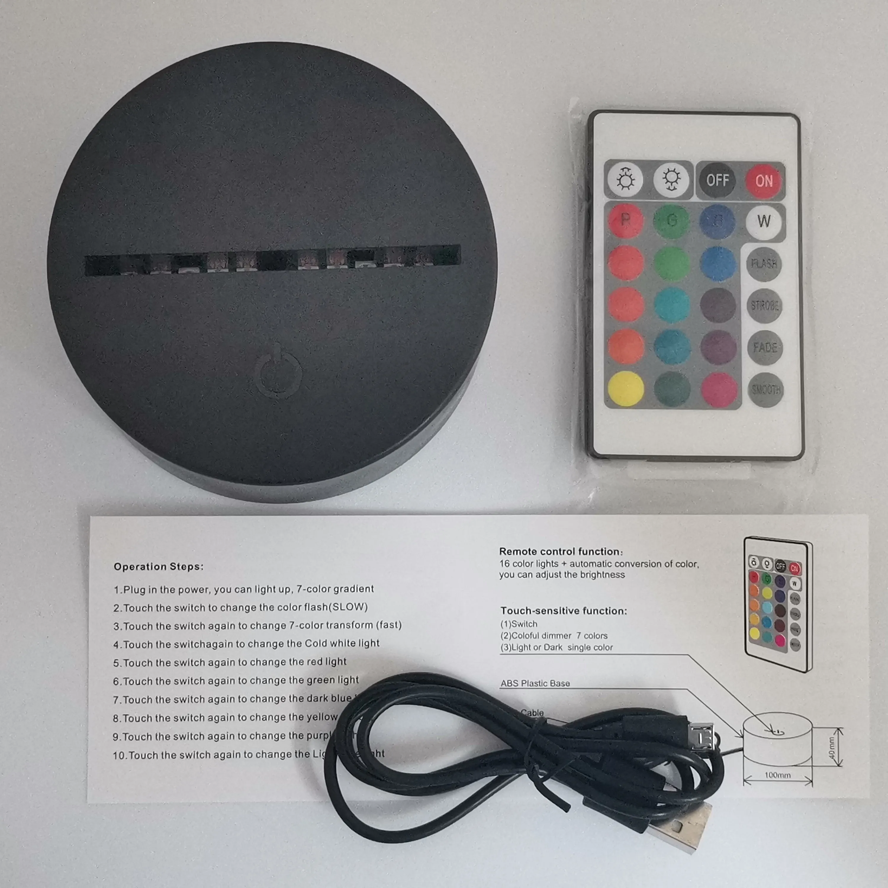 3d Night Light Lamp Base 16 Colors Led Light Display Base With Remote