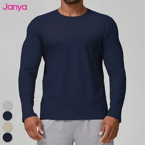 Janya 2026 Custom Logo Men's Moisture Wicking Long Sleeve Gym Shirt Quick Dry Fitness Running Active Top Sports T-shirts