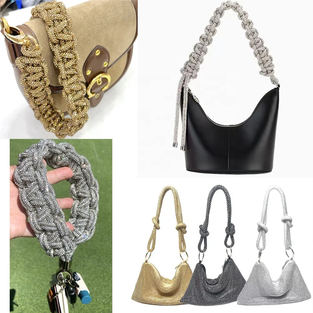 Tr105 Custom Braided Crossbody Strap Handmade Crystal Purse Strap