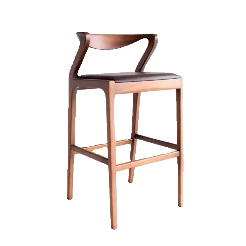 Барный стул в скандинавском стиле светлый роскошный высокий дизайн из массива ясеня обеденный Ресторан современный стиль кофейня стойка бара