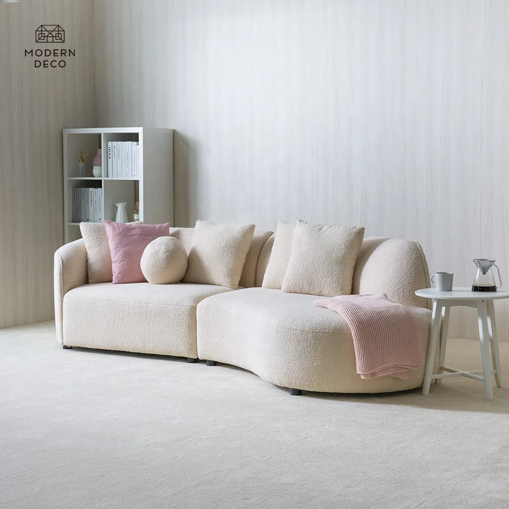 Bộ Sofa Vải Beige Hiện Đại Mới Cho Phòng Khách Bộ Sofa Nội Thất Có Thể Tùy Chỉnh Modular Sofa Cong Lounge