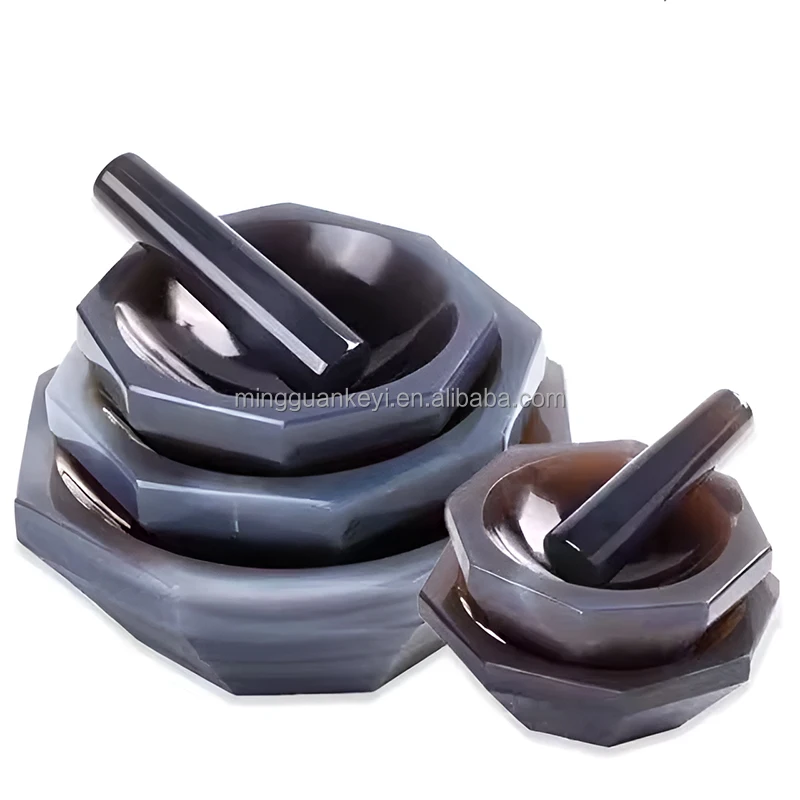 1 mortier d'agate naturelle de laboratoire résistant à l'usure avec tige de meulage 60 mm 1 mortier d'agate naturelle de laboratoire résistant à l'usure avec tige de meulage 60 mm