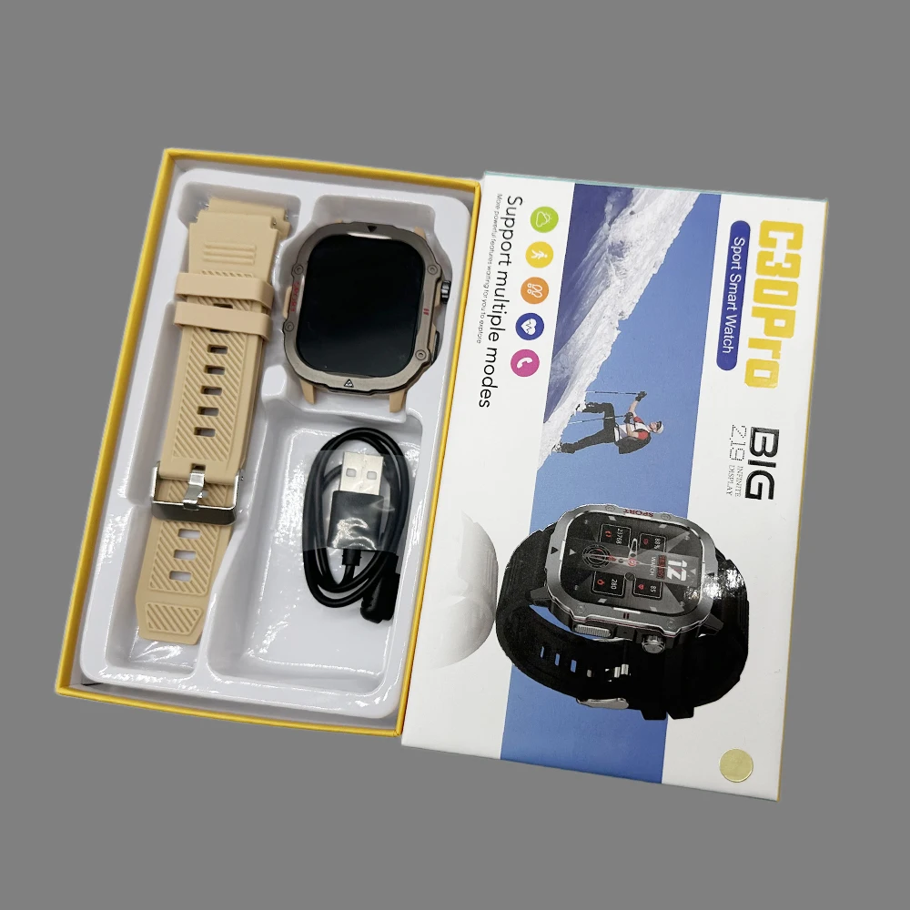 Factory C30Pro Big Inch Screen Magnetic Charger Waterproof Bt Call Popular Women Men Smart Watch