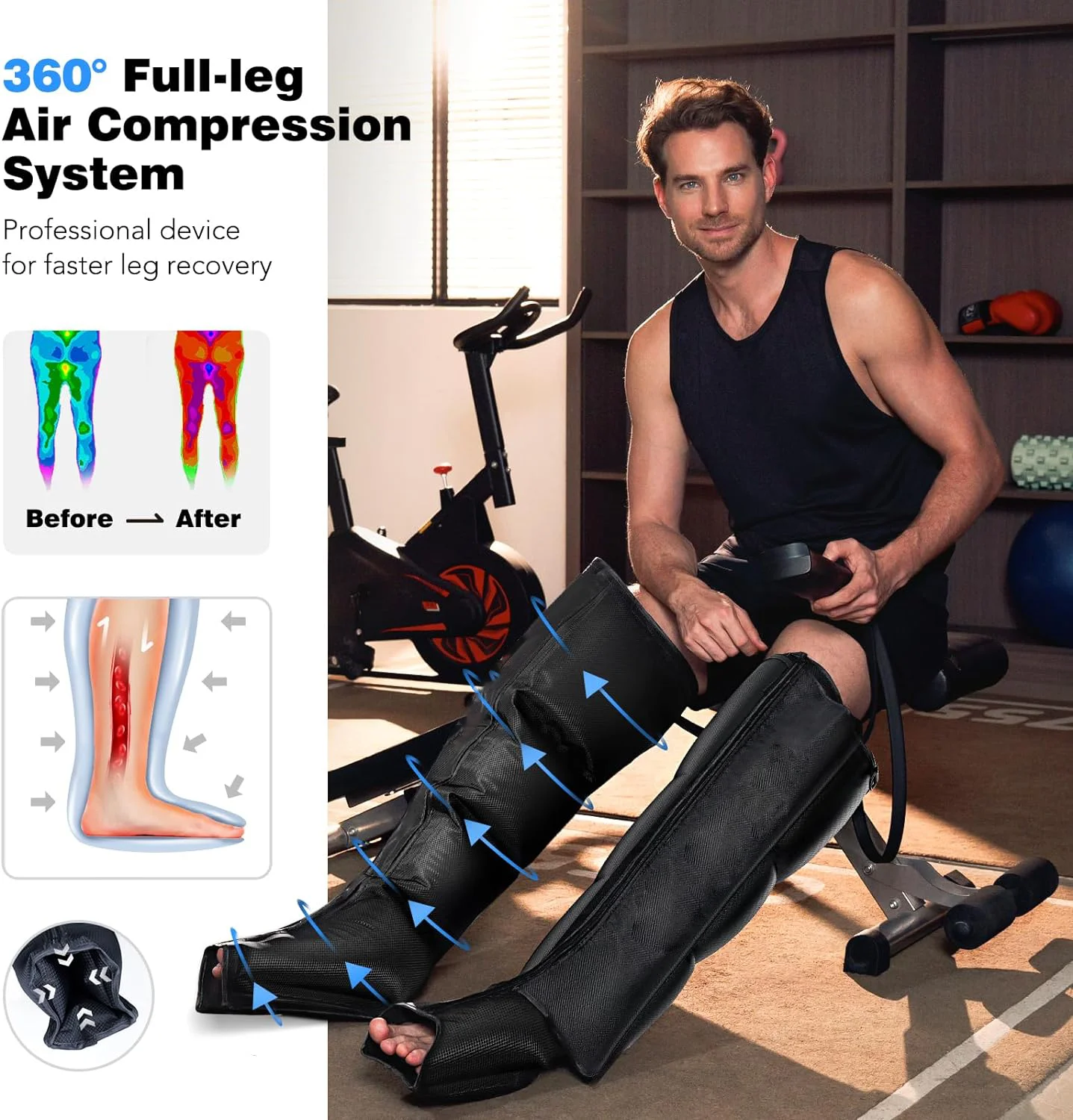 2024 Wireless 8 12 Chambers Recovery Pump Boots Massager,portable Muscular Custom logo Sport Leg air Compression Recovery Boots