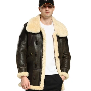 2023 Men Leather Jacket With Fur Collar Bomber B3 Leather Jacket Men