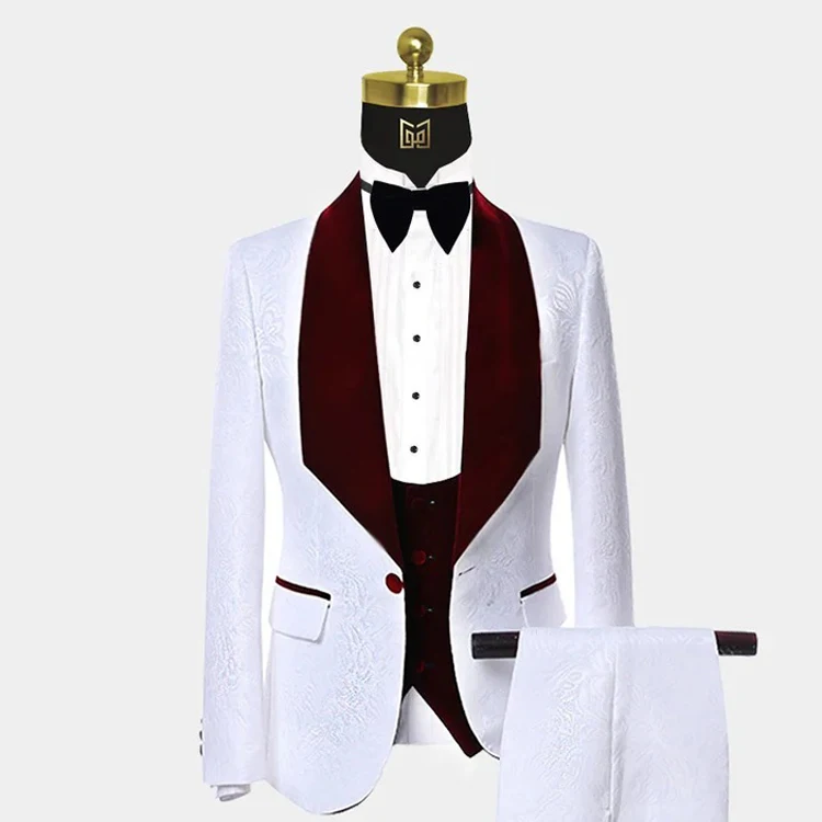 White Wedding Double Breasted Vest Groom Party Custom Made Men Suits 3 Pieces Buy White 