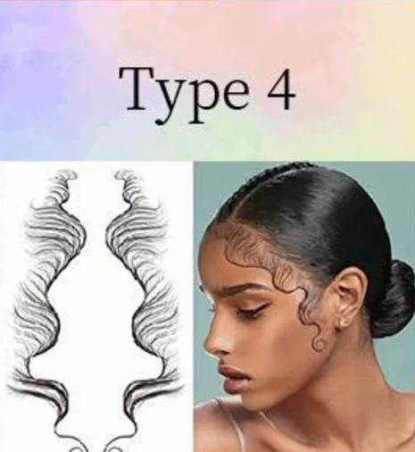 Fake Edges Baby Hair Temporary Tattoo Side Bang Stickers,2 Styles