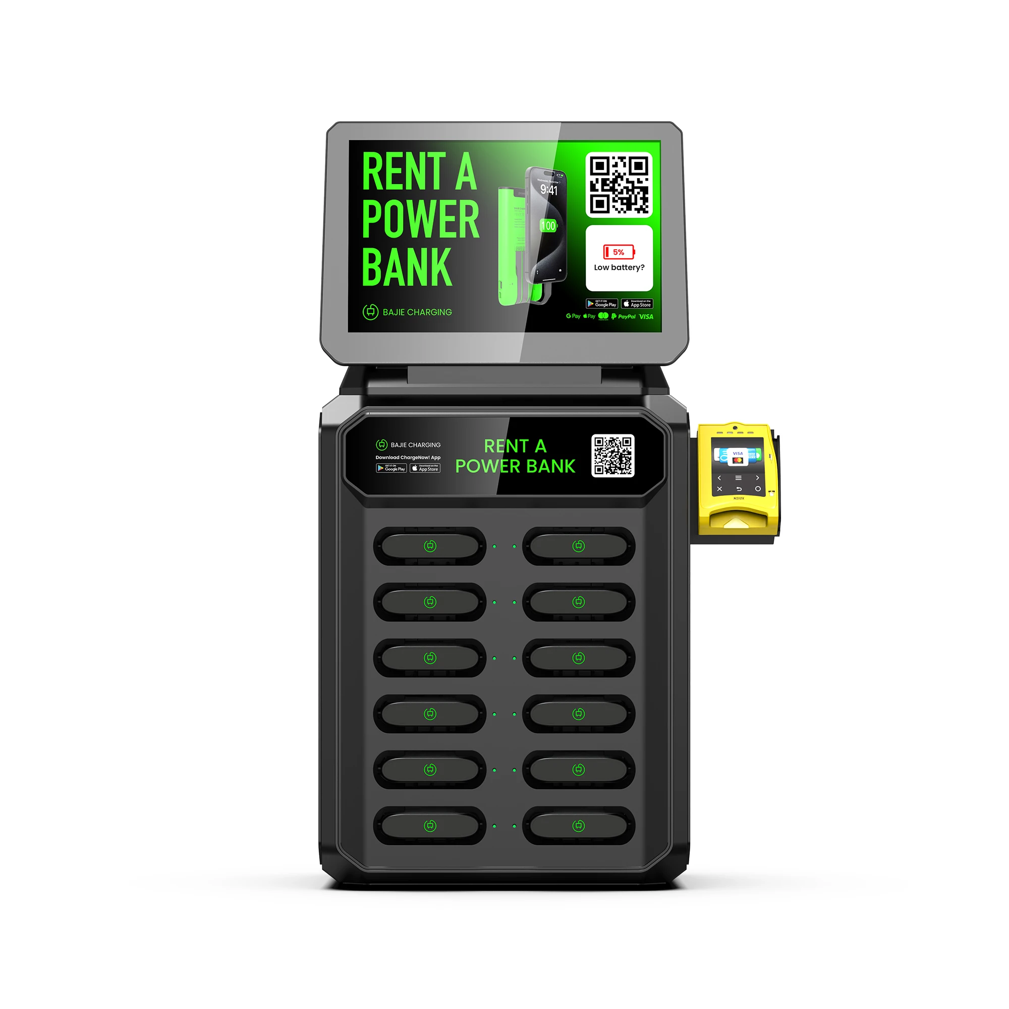 POS Terminal Card Reader Power Bank Rental Charging Station for Cafe or Restaurant