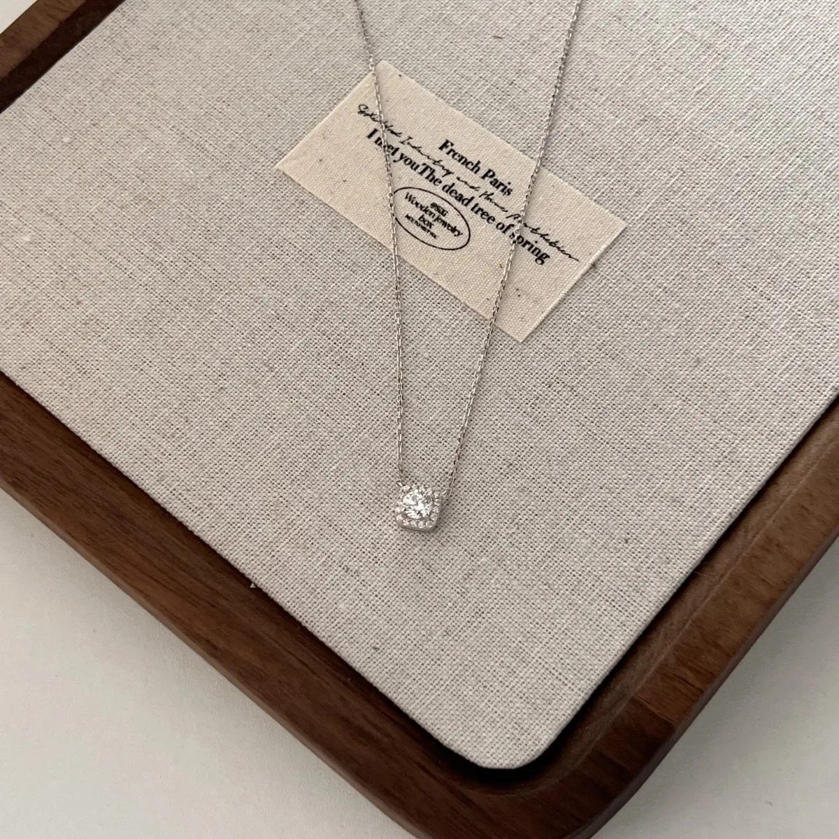 KAKODIY 925 Sterling Silver Cubic Zirconia Square Necklace Niche High End Personalized Cubic Zirconia Chain Necklace for Women detail 4