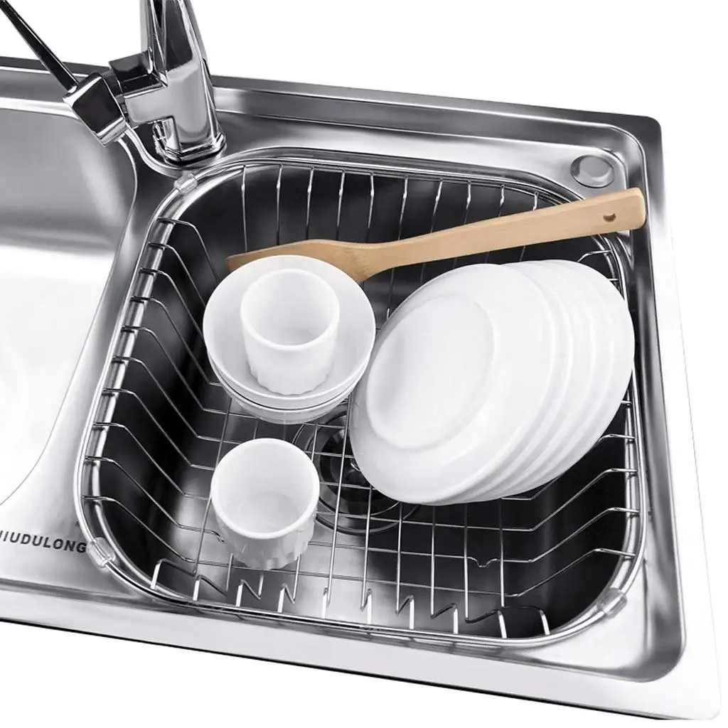 Oumilen Adjustable Stainless Steel Over Sink Dish Drying Rack - Black