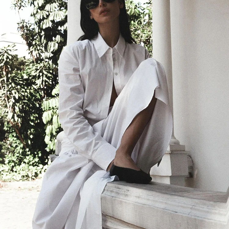 white christmas dresses Eileen West The Mira Iconic White Poplin Long Shirt Dress White / M main image 1
