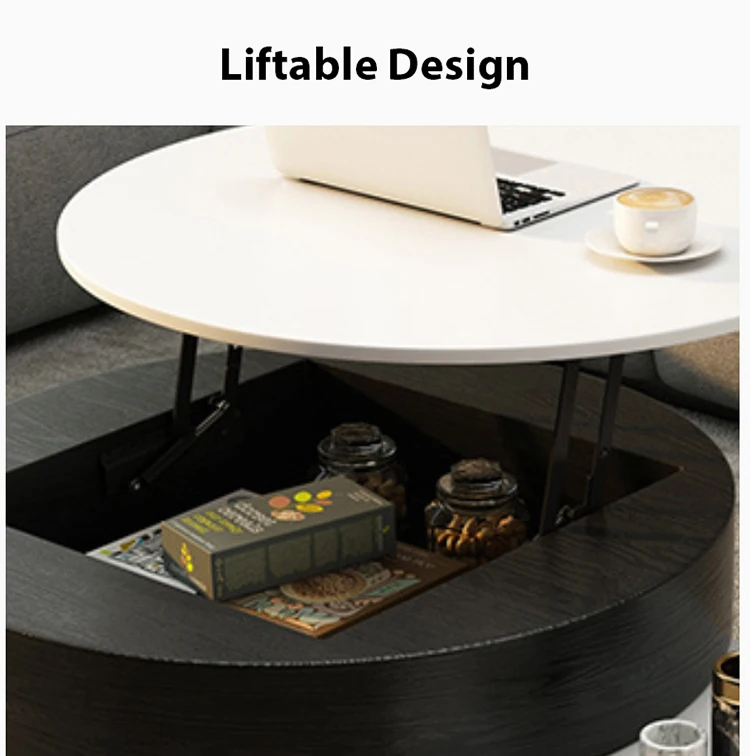 Extensible Tables Basses Relevable Moderne Marbre or Ronde Pour Salon Coffee Table
