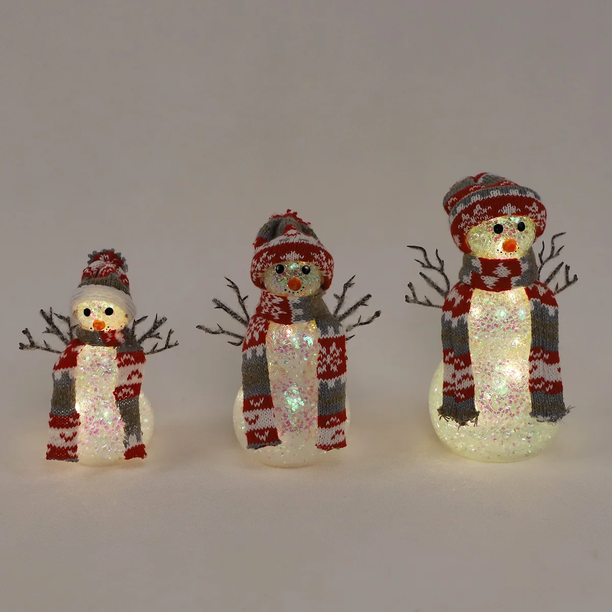 customize glass christmas personalized holiday decoration light up items led snowman figures