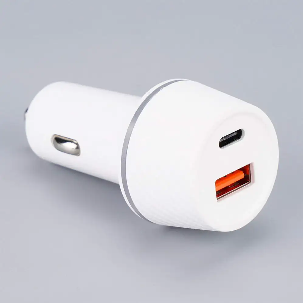 1 USB-A + 1 USB Type-C Fiber White Plastic Round Universal Plug Travel Power Adapter OEM Factory Price GaN Charger 20w Original UK US EU Plugs PD Wall Charger Fast Charger