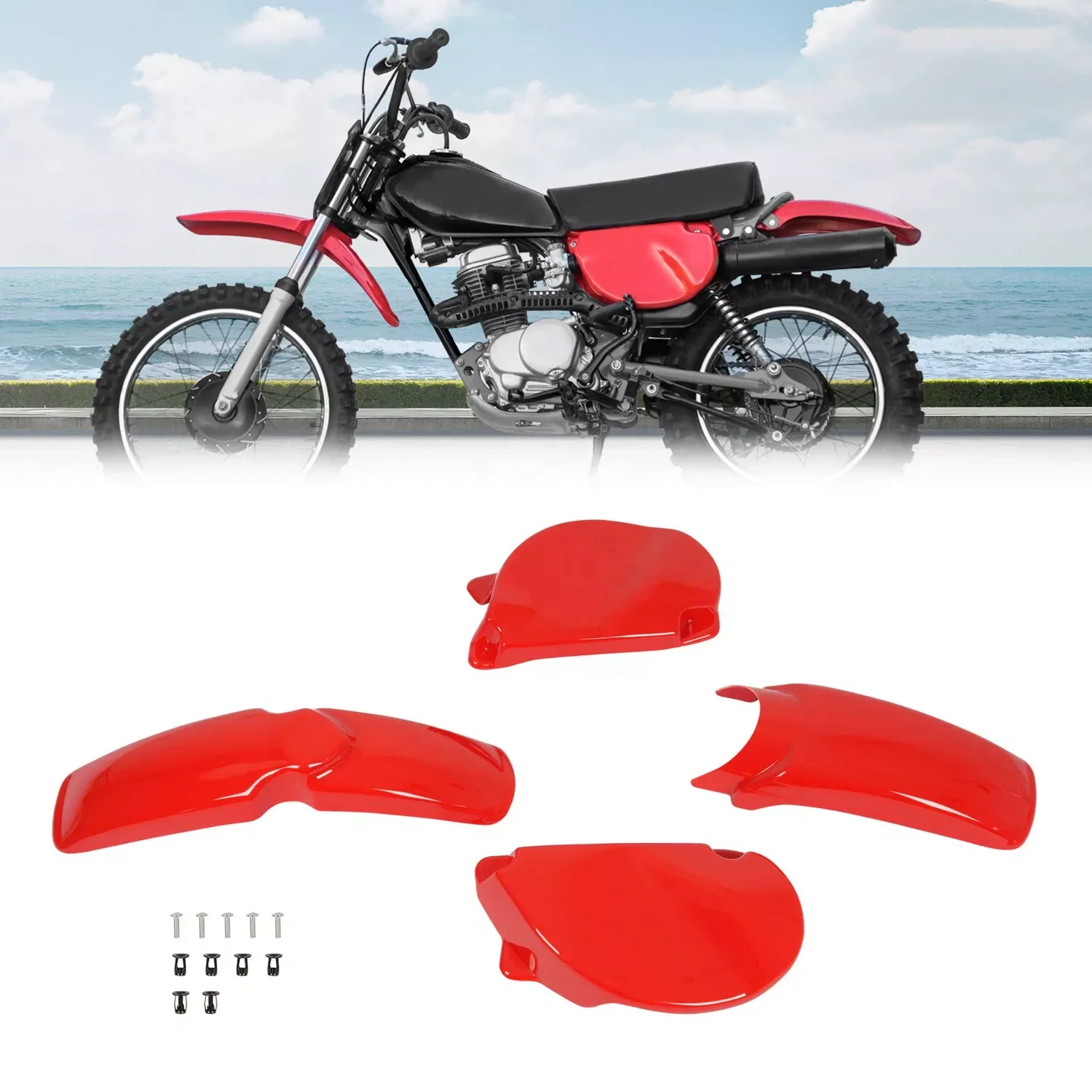 Plastic Body Kit for Honda XR75 XR80 (1977-1982) - Red Front