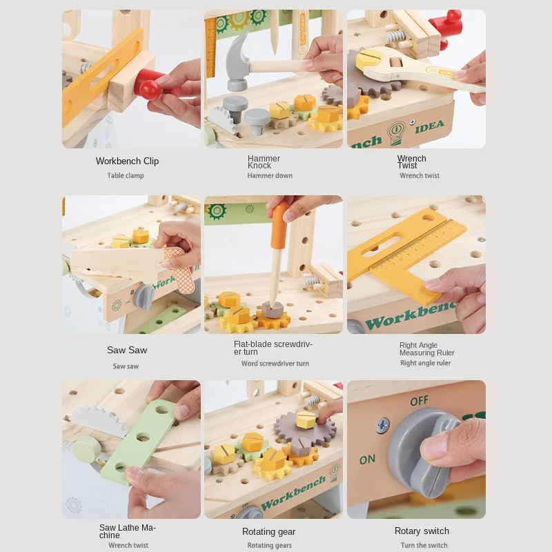 Многофункциональный деревянный стол для инструментов родитель-ребенок интерактивные Развивающие Игрушки раннего детства разборки