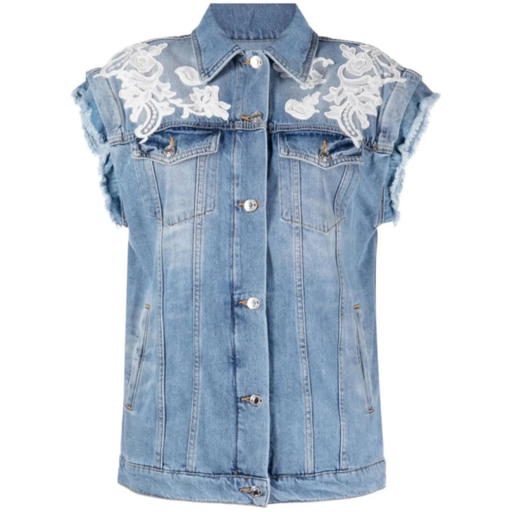 Wholesale Custom Button Lace Ladies Jeans Vest Cotton Casual Sleeveless Stylish Luxury Women Denim Vest