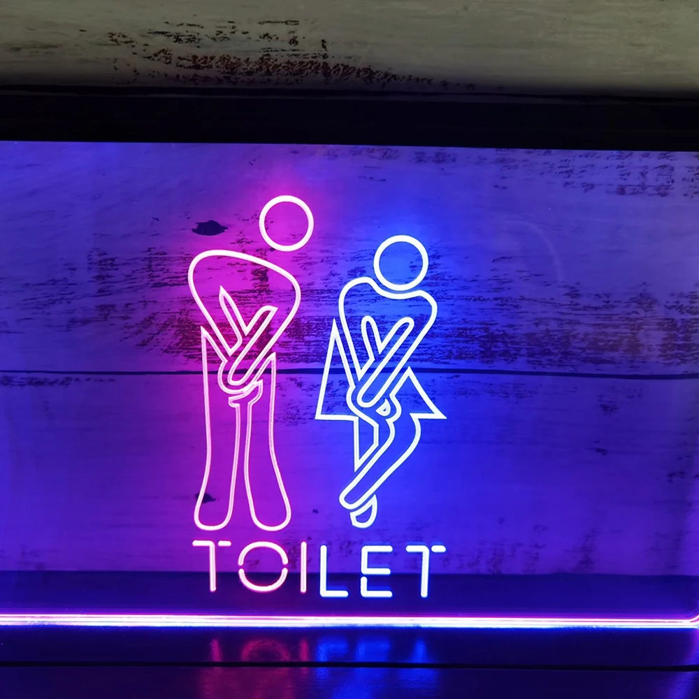 Restroom Toilet Men Women Unisex 3-Color LED Neon Light Sign – Way