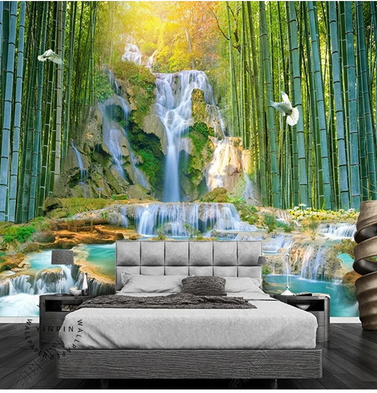 3d Wallpaper Custom Wallpaper Nature Landscapes Bamboo Forest Waterfall  Wall Decor - Buy Wallpapers For Walls Waterproof,Hotel Wallpaper,3d  Wallpaper Home Decoration Product on 