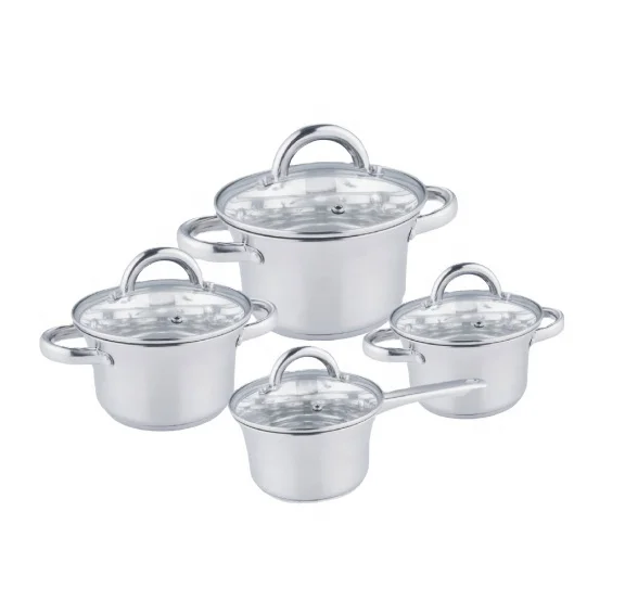 Stainless steel Saucepan Casserole with Lid for Cooking  Pot  Steel Double Handles cooking pot set nonstick cookware