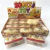 Single transparent box of peanut-shaped building blocks