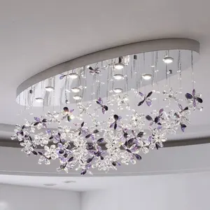 Hotel Restaurant Hanging Lamp Decoration Crystal Flower Chandeliers Ceiling Luxury Modern for Living Room