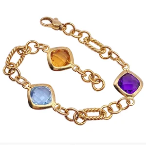 Custom Colorful Gemstone and Chunky Fashion Chain & Link Bracelets