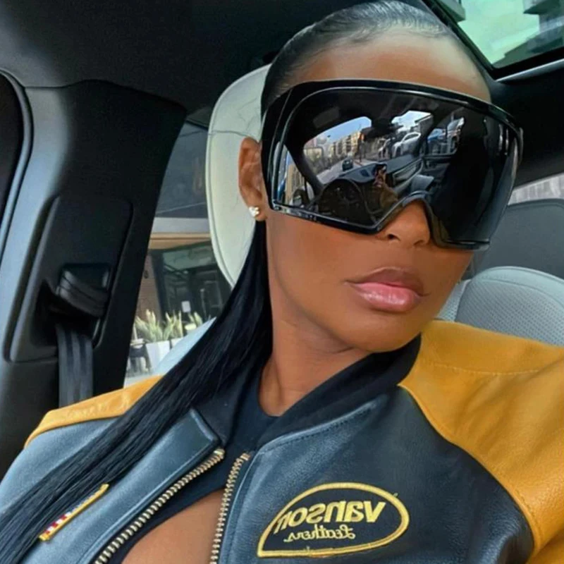 80488 Futuristic Oversized Punk Y2K Sunglasses - UV400