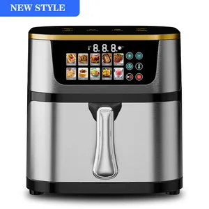 New Model 10-in-1 Stainless Steel Air Fryer for Home Use, LCD Touch Screen, with 360-degree Circulation Heating for Cooking