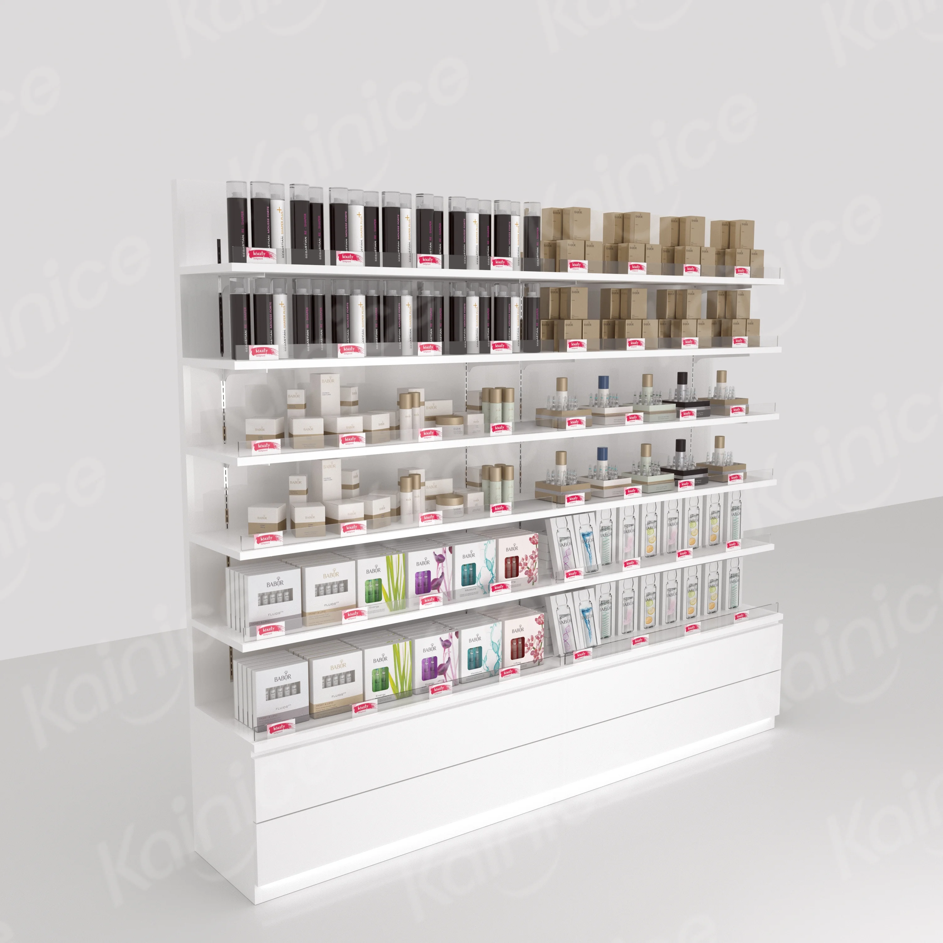 Kainice Beauty Store Makeup Vanity With Lighted Mirror Cosmetics Shop Decoration Display Stand Gondola Perfume Display Cabinet