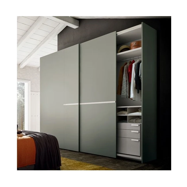 Cheap Price Custom Simple Design Bedroom Glass LED Aluminum Profiles Frames Clothes Wardrobe Modern Wooden Fitted Closet Almirah