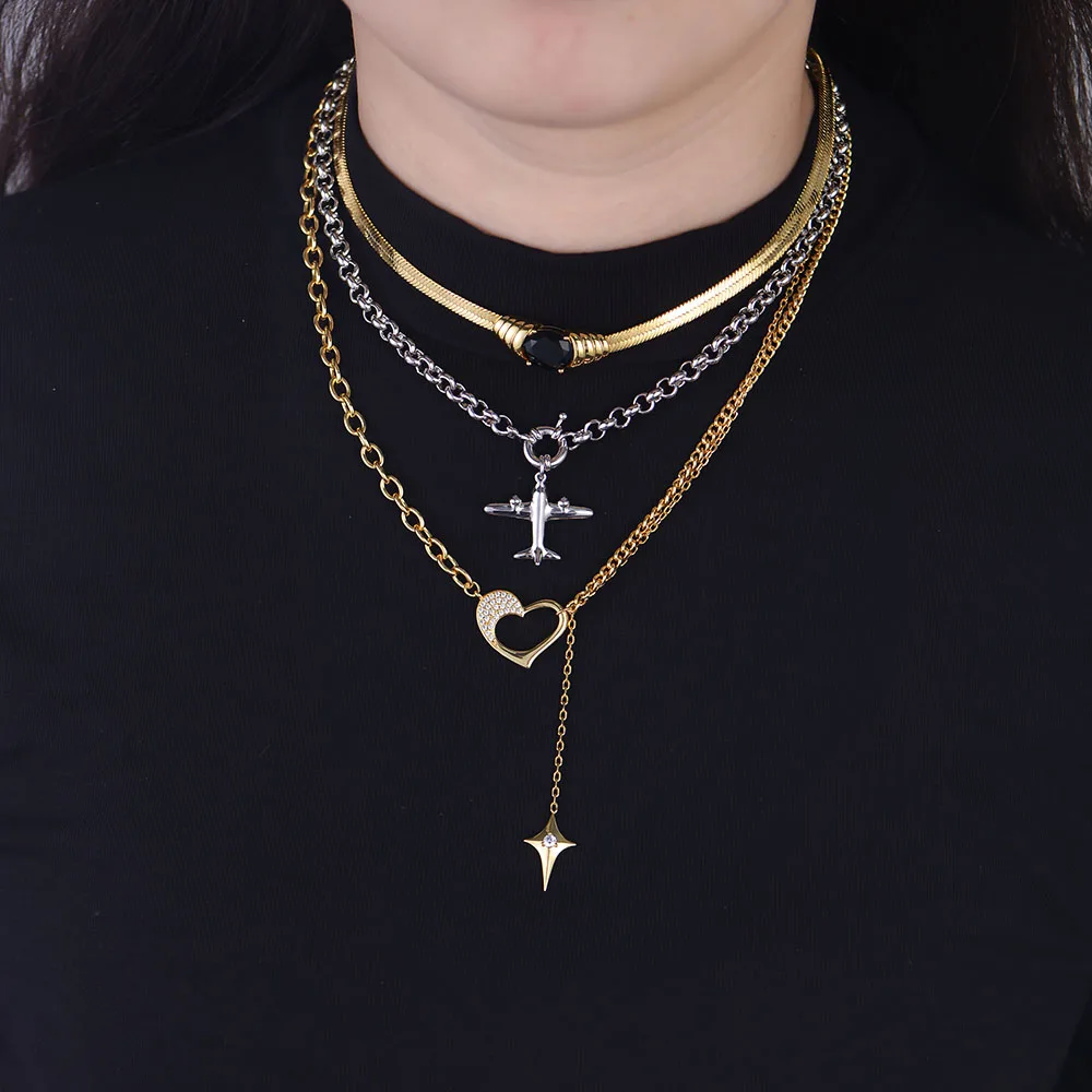 Peishang Fashion Manufacturers Wholesale 18k Gold Plated Brass Fantasy  Jewelry Simple Plane Pendant Necklace for Women Girls