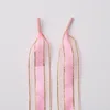 Pink bronzing striped shoelaces
