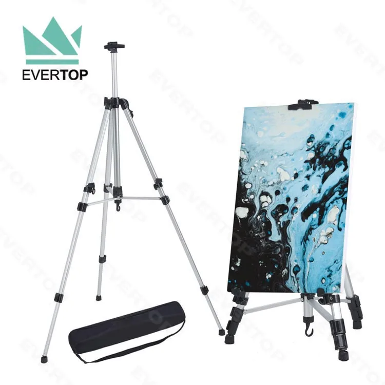 TS-BT05 High Quality Sketch Tripod Display Easel Height Adjustable, Black Silver Drawing Painting Easel Stand  Canvas Board