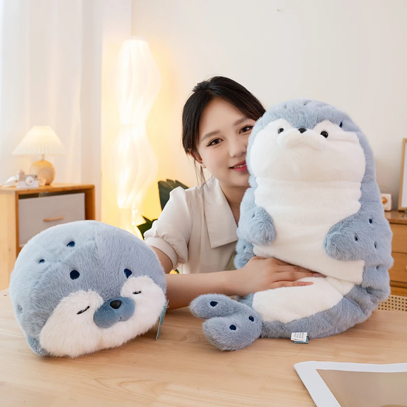 Wholesale Custom Plush Blue White Sea Otter Seal Clapping Stuffed Animals Toys Baby Sleeping for Kids
