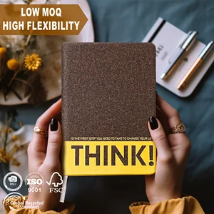 Eco-friendly Customized School Notebooks A5 Wholesale Printed Logo Agenda Coffee Grounds Soy Ink Hardcover Gift Cork Sewing