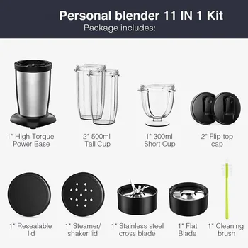 HOMM Personal Blender, 850W Kitchen Blender for Shakes and Smoothies,  2*17oz and 10oz To-Go Cups and Spout Lids, BPA Free, 6 Blades Bullet  Blenders, Portable Smoothie Blender and Coffee Grinder in One