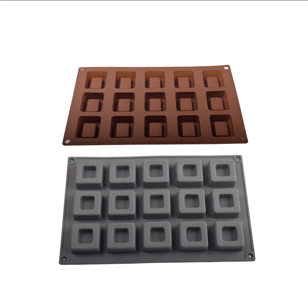 15-Grid Square Silicone Oven Mold for Cake Cookie Chocolate & Candy Baking High Temperature Resistant DIY Baking Tools