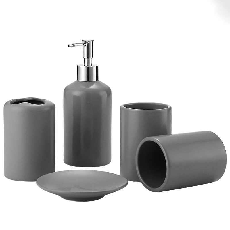 Low MOQ Durable New Design Multicolor Customized Ceramic Bathroom Accessories Sets for Hotel Household