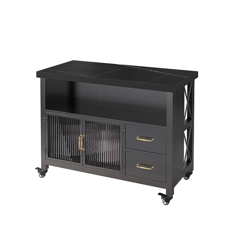 Modern Simple Prep Cooking Table With Storage Drawer Freestanding Kitchen Island Table Movable Bar Counter Sideboard Cabinet