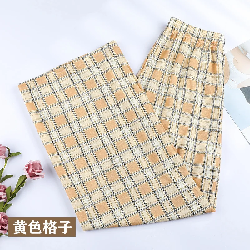 New Korean Plaid Pants Spring Autumn Summer Wide Leg Pants Women Lattice Print High Waist Trousers
