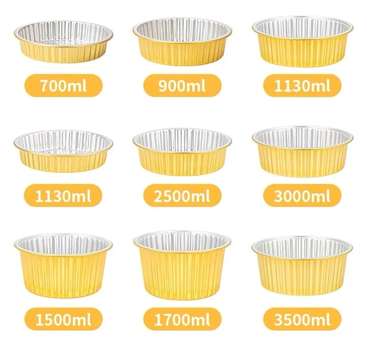 product 98 inch 3500ml heat sealable aluminum pan round container disposable reusable 118oz food grade packing tins foil box-6