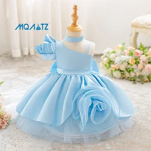 MQATZ Kids' Floral Satin Frock for Girls' Birthday Wedding Formal Dress Floral Summer Birthday Dress for Girls Kids Party Dress